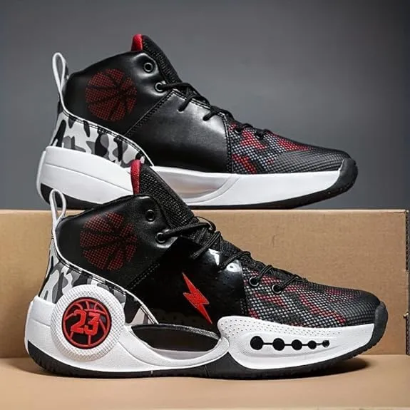 Men's Athletic Basketball Shoes, Breathable Non-Slip Training Sneakers, Shock Absorbing