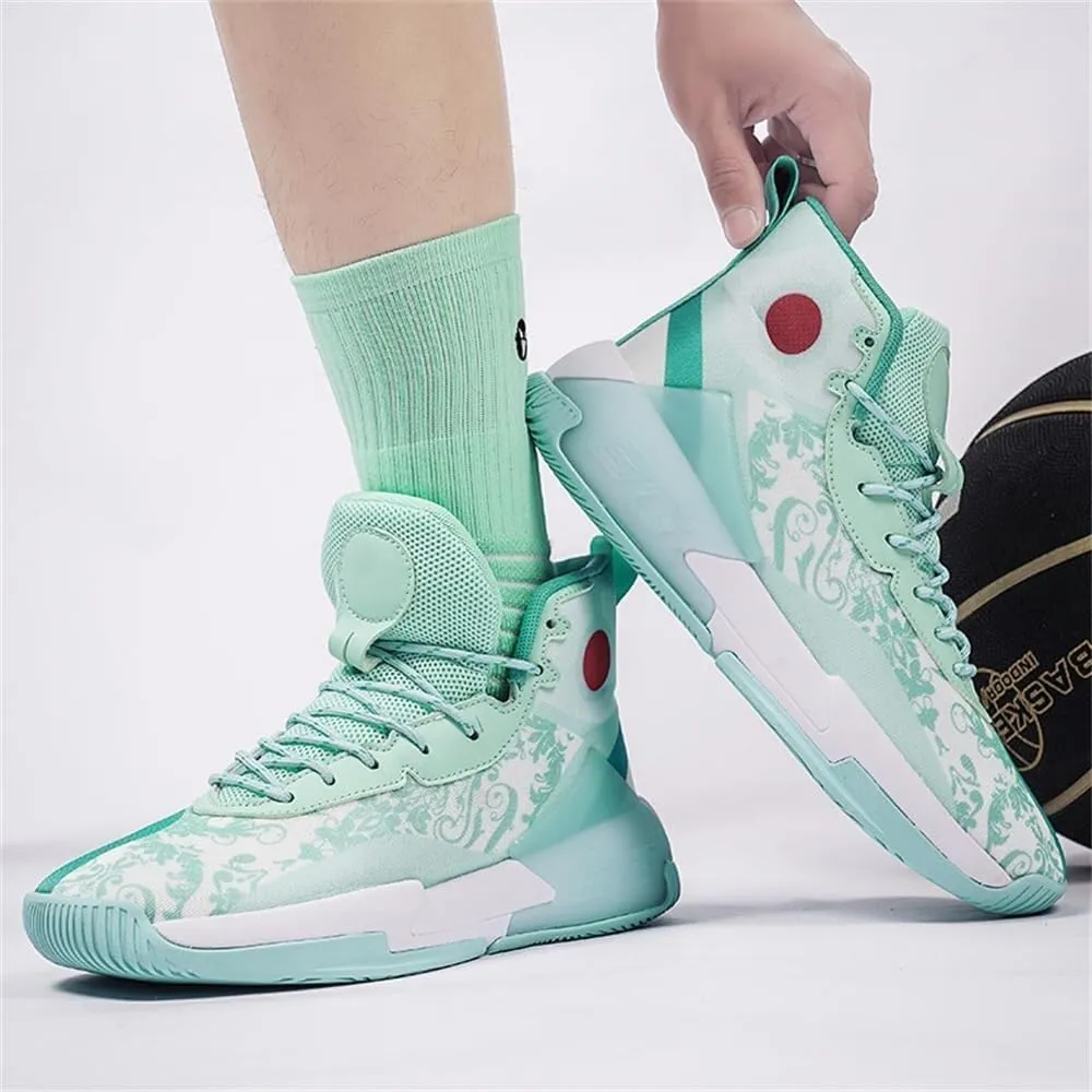 Men's Basketball Shoes Anti Slip Shock-Absorbing Breathable Practical Training Sports Boots(Green,9)