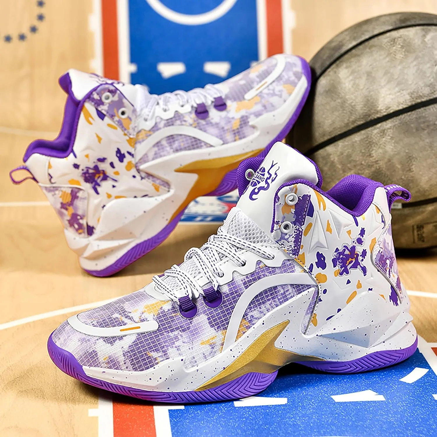 Men's Basketball Shoes are Breathable Shock-Absorbing Anti Slip Wear-Resistant Trendy Sports Training Boots