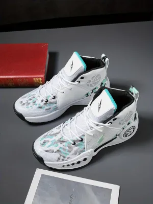 Men's Basketball Shoes, Comfy Breathable Non Slip Shock Absorbing Lace Up Sneakers for Training Running