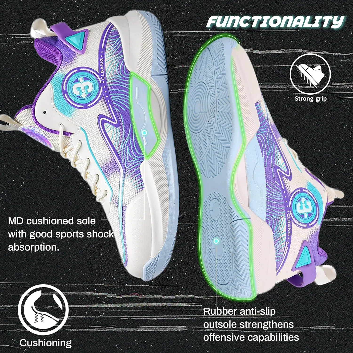 Men's Basketball Shoes Fashionable Multifunctional Outdoor Shoes Lightweight Wear-Resistant Shock-Absorbing Training Shoes Running Shoes