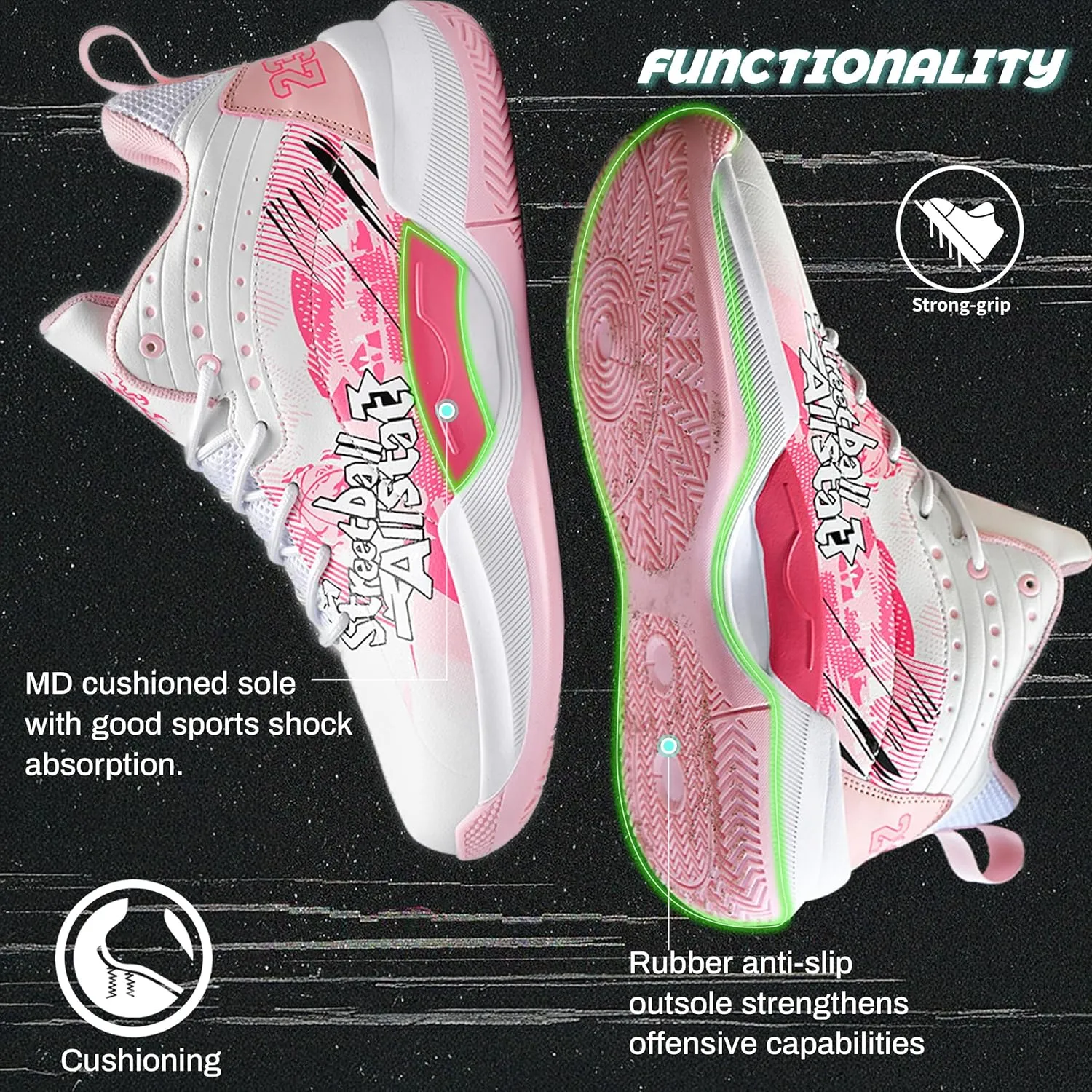 Men's Basketball Shoes Fashionable Multifunctional Outdoor Shoes Lightweight Wear-Resistant Shock-Absorbing Training Shoes Running Shoes