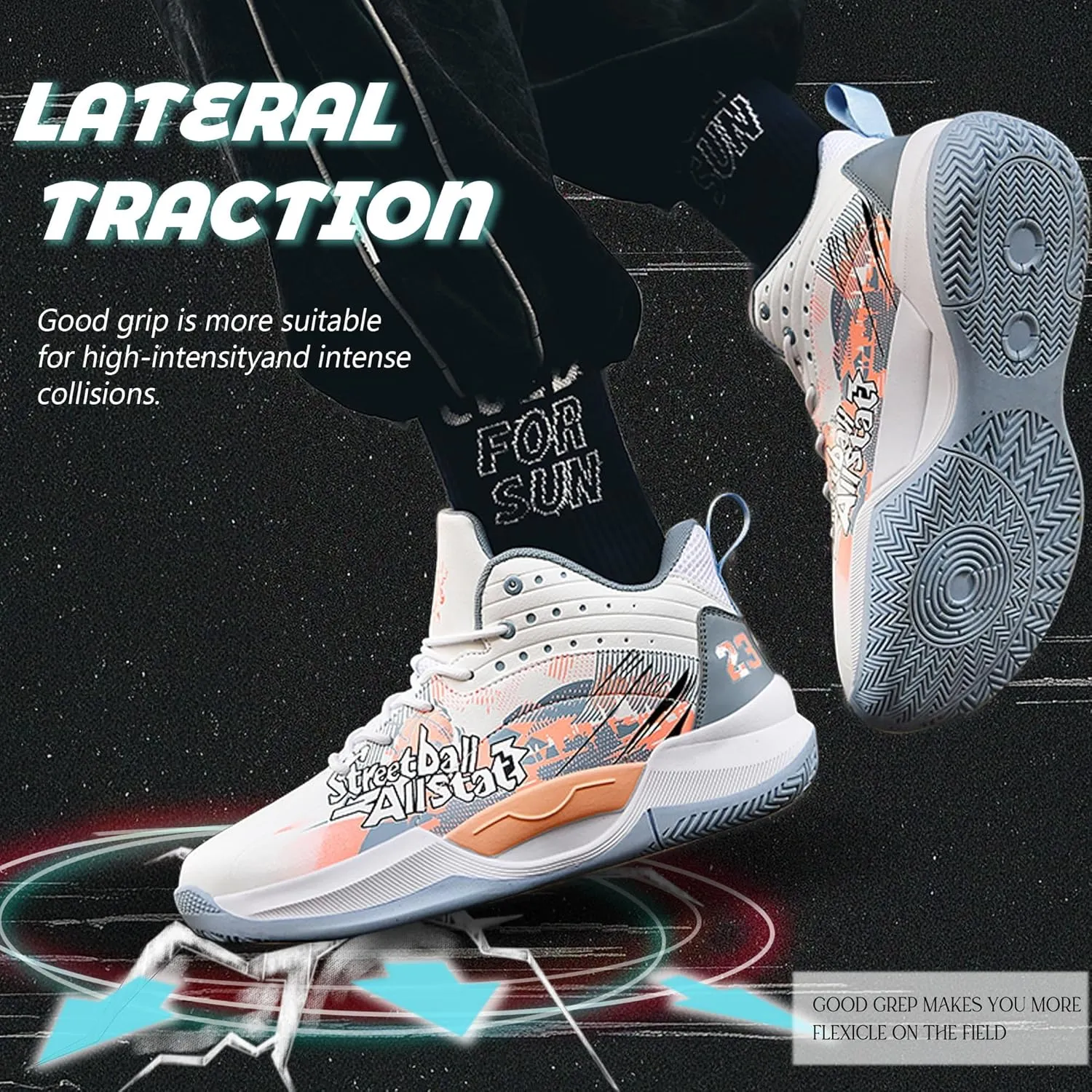 Men's Basketball Shoes Fashionable Multifunctional Outdoor Shoes Lightweight Wear-Resistant Shock-Absorbing Training Shoes Running Shoes