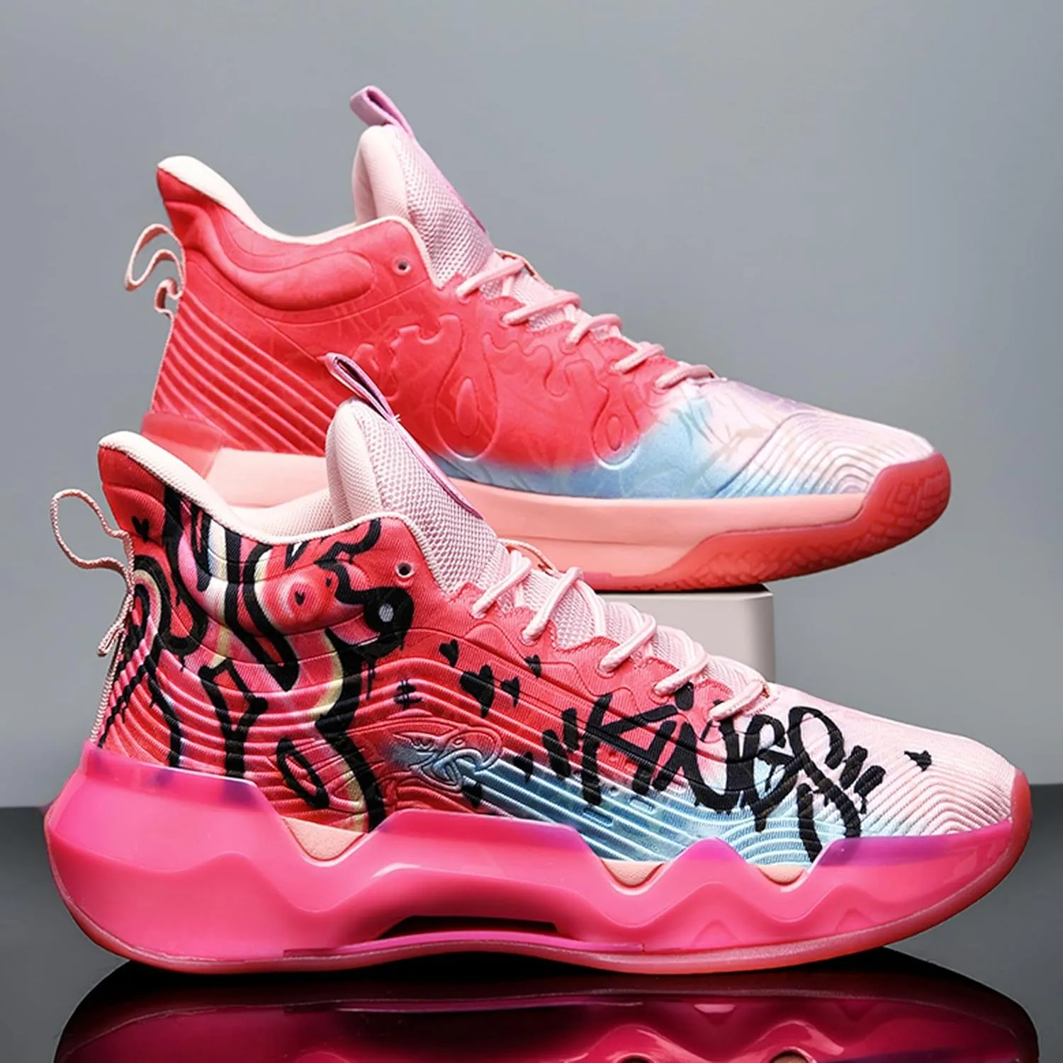 Men's Basketball Shoes High Top Anti Slip Shock-Absorbing Running Shoes Fashionable Durable Training Boots