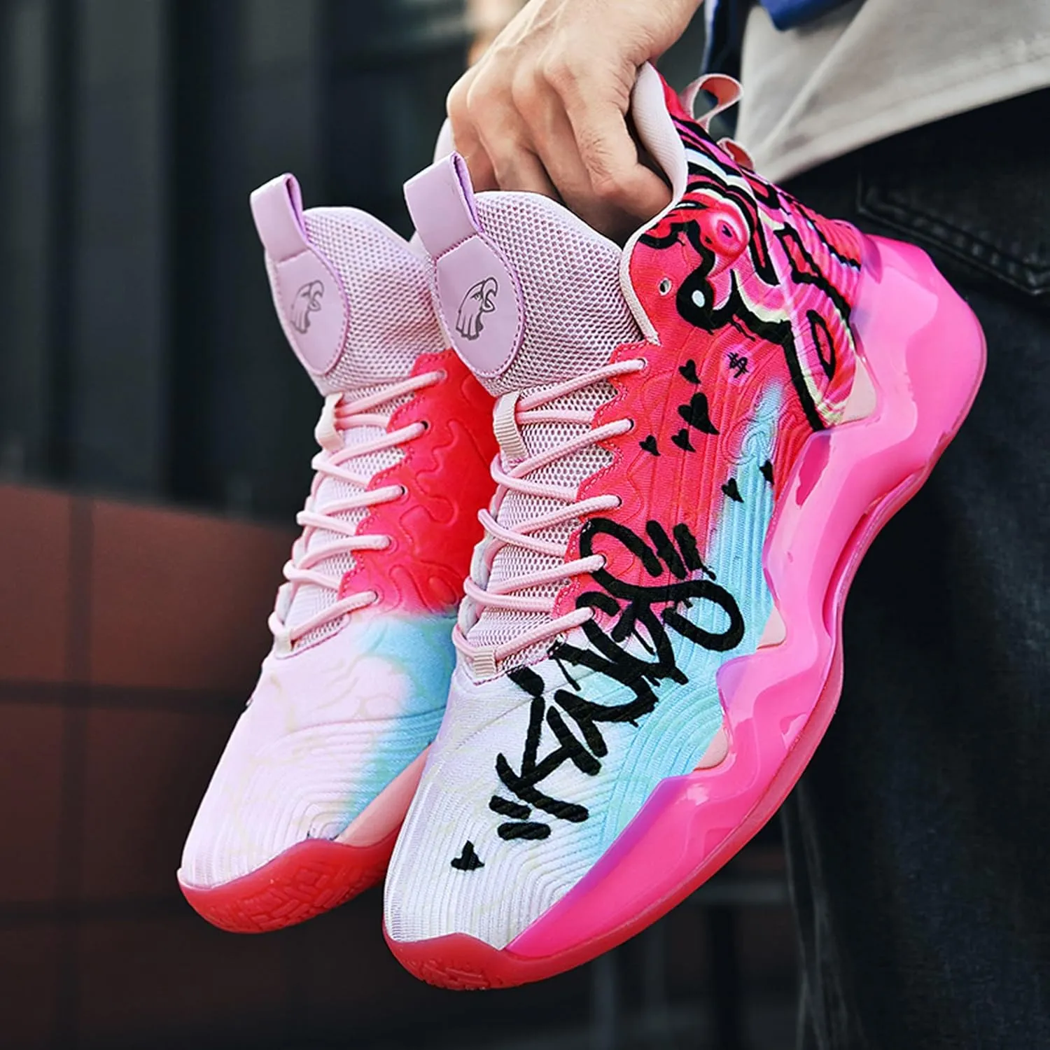 Men's Basketball Shoes High Top Anti Slip Shock-Absorbing Running Shoes Fashionable Durable Training Boots