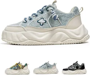 Men's Bear Fashion Sneakers Chunky Platform Casual Sneakers Lace Up Walking Shoes Breathable & Comfortable Streetwear