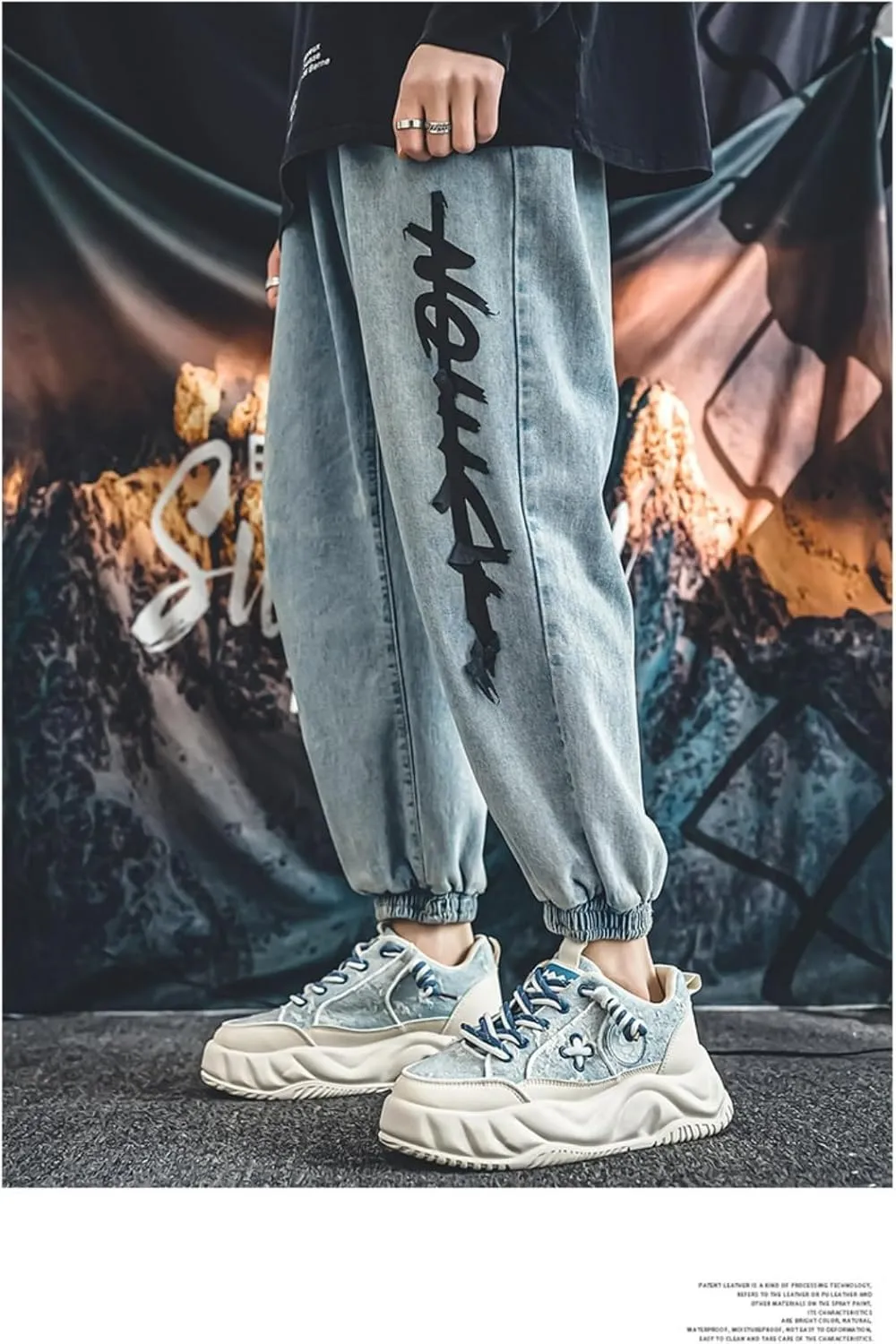 Men's Bear Fashion Sneakers Chunky Platform Casual Sneakers Lace Up Walking Shoes Breathable & Comfortable Streetwear