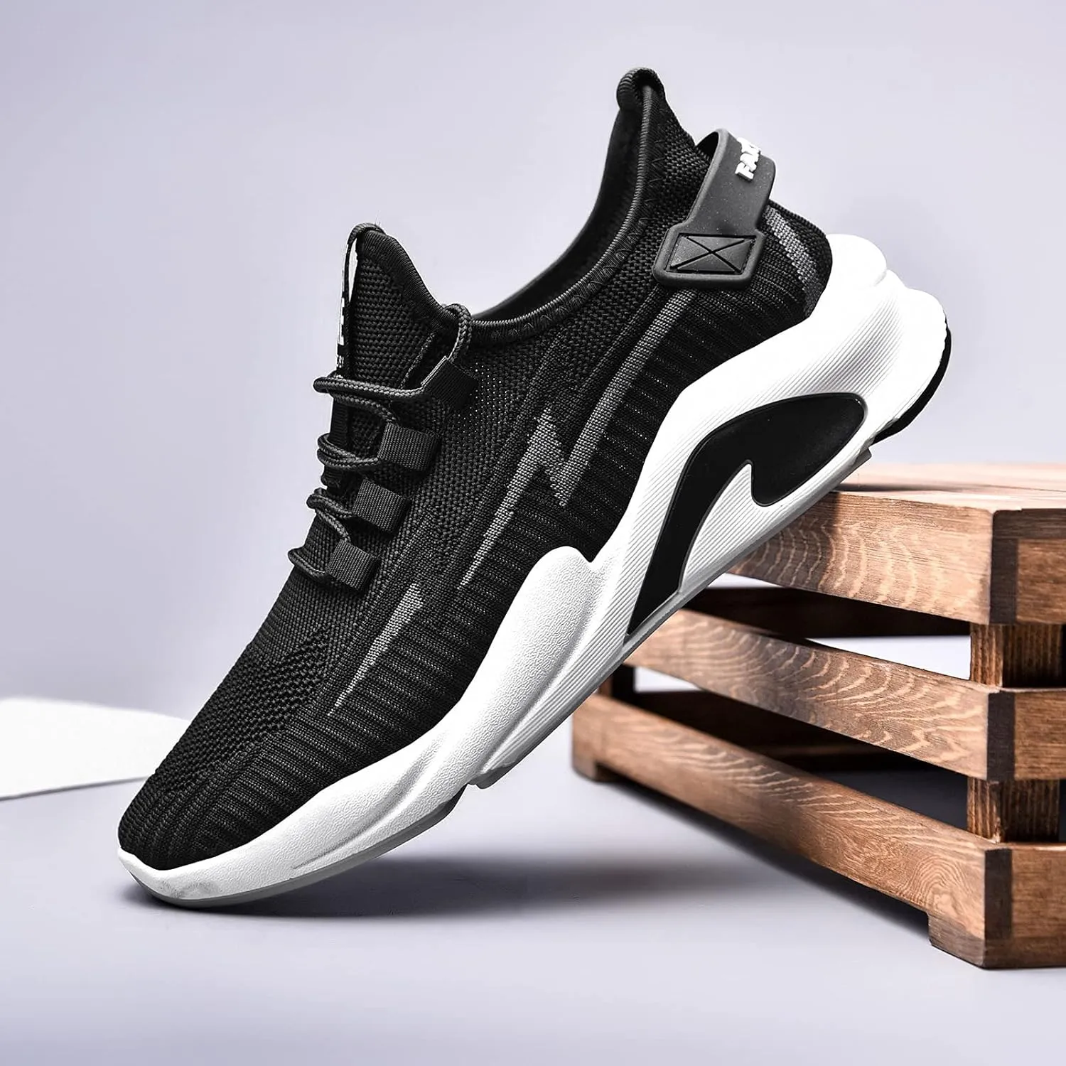 Mens Breathable Sneaker with Ultra Breathable Mesh Knit,Mens Non-Slip Cushioned Running Basket Shoes with Arch Support,Lightweight Comfy Sole Summer Walking Shoes
