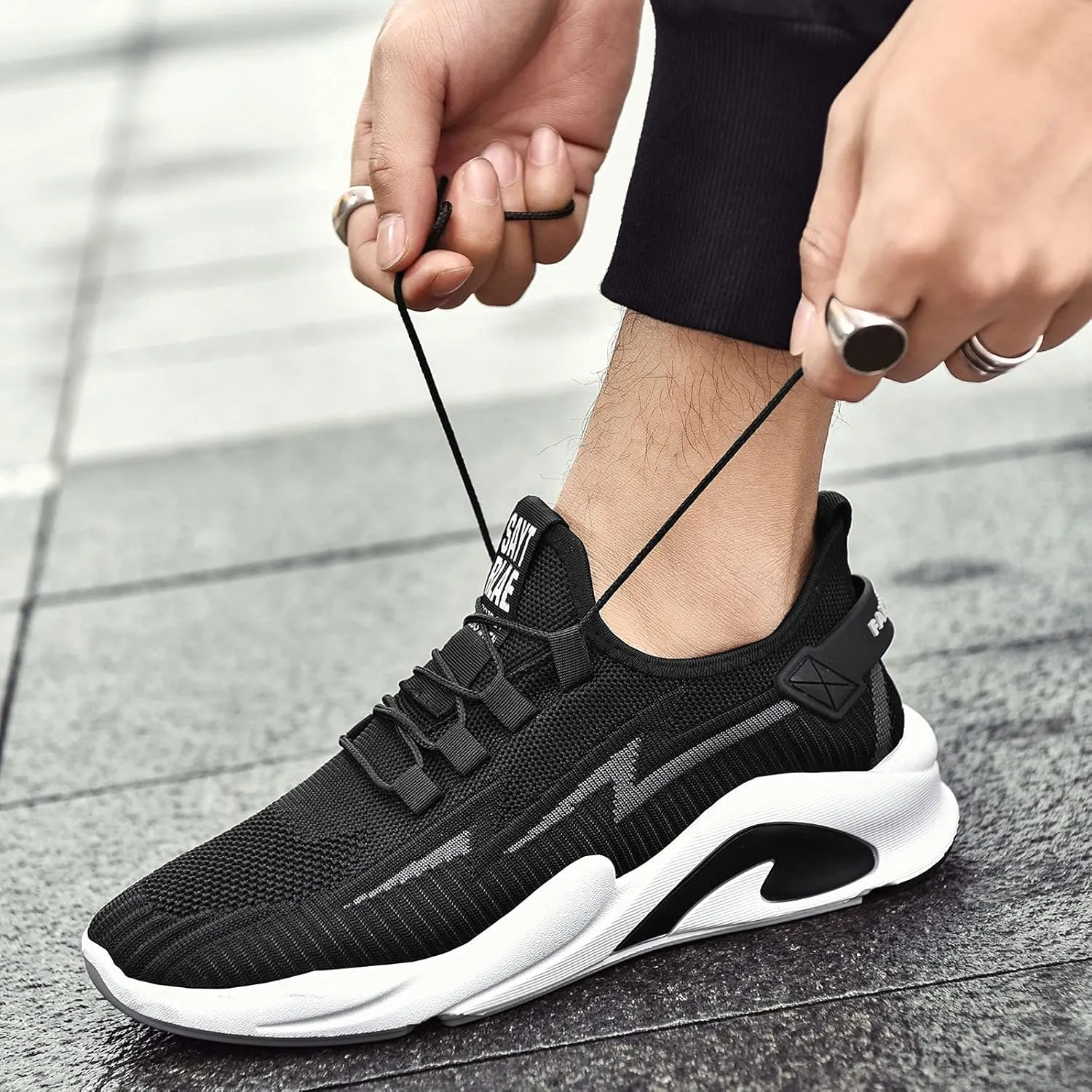 Mens Breathable Sneaker with Ultra Breathable Mesh Knit,Mens Non-Slip Cushioned Running Basket Shoes with Arch Support,Lightweight Comfy Sole Summer Walking Shoes