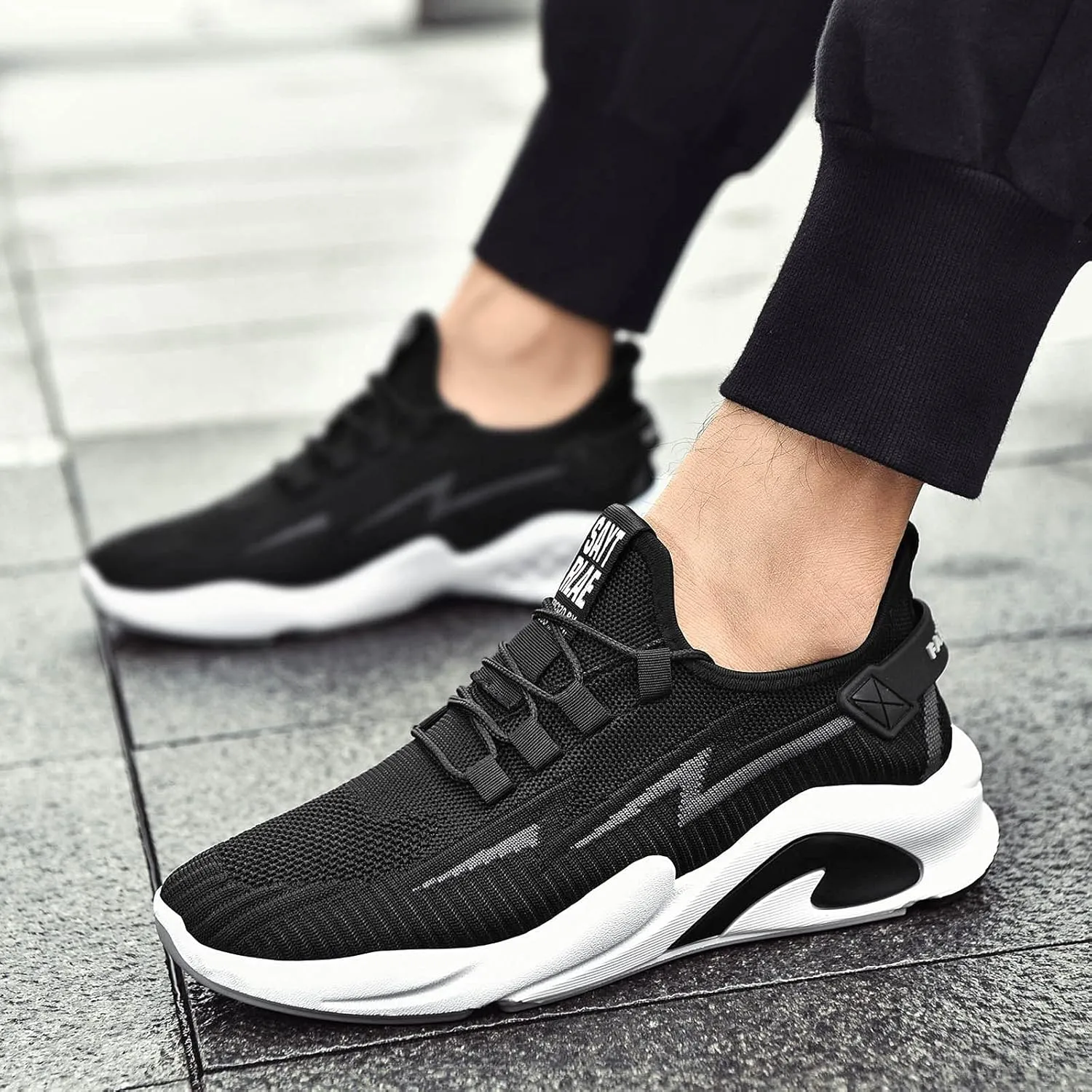 Mens Breathable Sneaker with Ultra Breathable Mesh Knit,Mens Non-Slip Cushioned Running Basket Shoes with Arch Support,Lightweight Comfy Sole Summer Walking Shoes