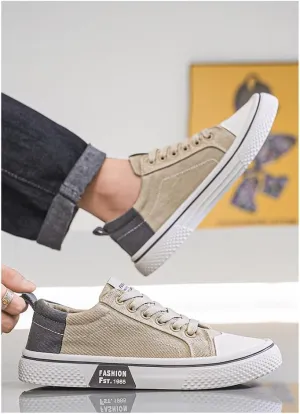Men's Canvas Sneakers Breathable Comfortable Walking Shoes - Lightweight Lace Up Casual Shoes for Skateboarding Streetwear Fashion