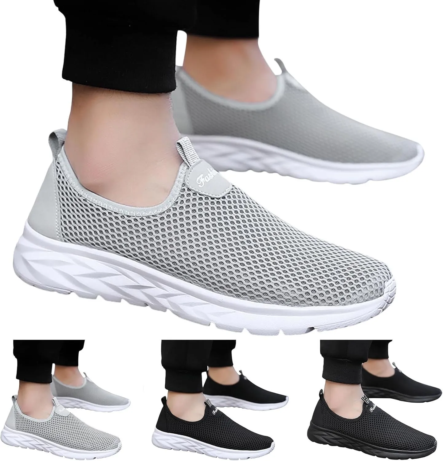 Men's Casual Shoe Men Sports Shoes Fashionable New Pattern Simple and Solid Color Mesh Breathable Flat Bottom