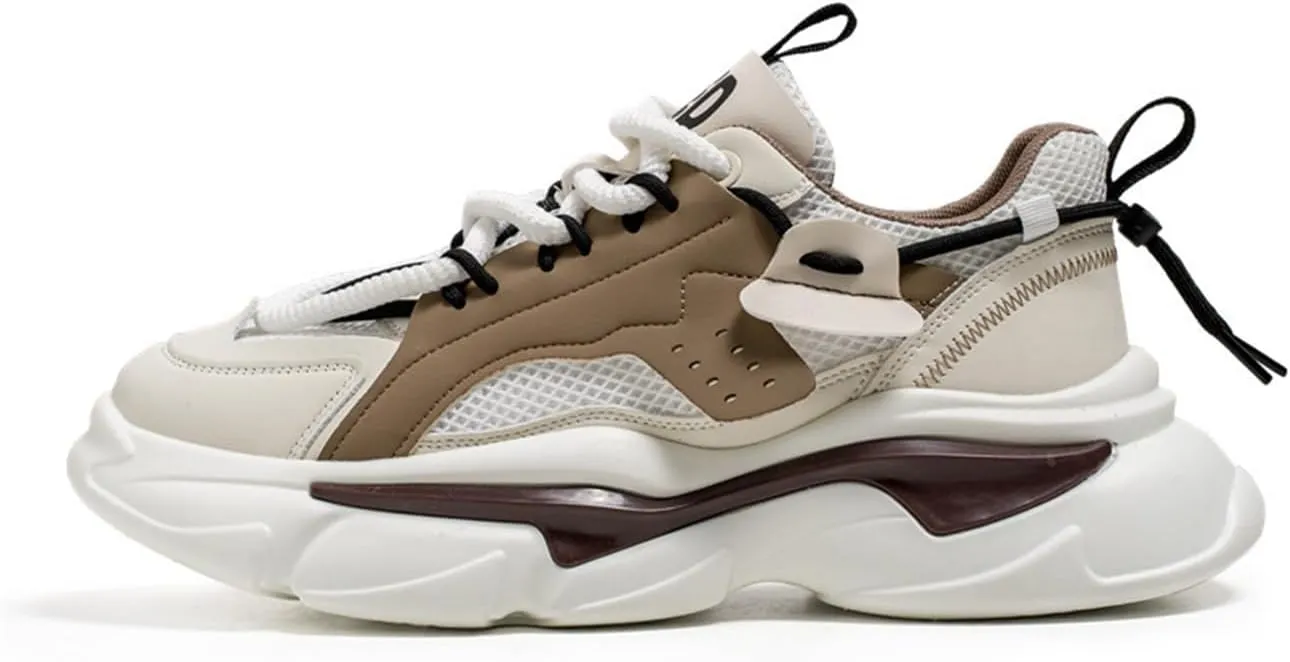 Mens Chunky Walking Shoes Fashion Colorblock Sneakers Lightweight Breathable Retro Casual Shoes