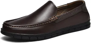 Men's Classic Business Leather Driving Loafers Fashion Comfortable Non-Slip Soft Casual Boat Shoes Formal Dress Shoes