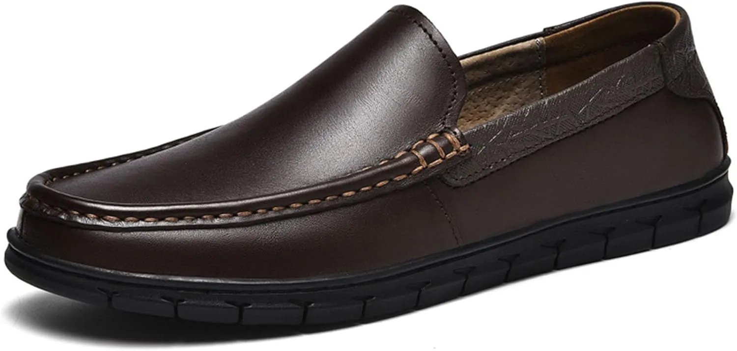 Men's Classic Business Leather Driving Loafers Fashion Comfortable Non-Slip Soft Casual Boat Shoes Formal Dress Shoes