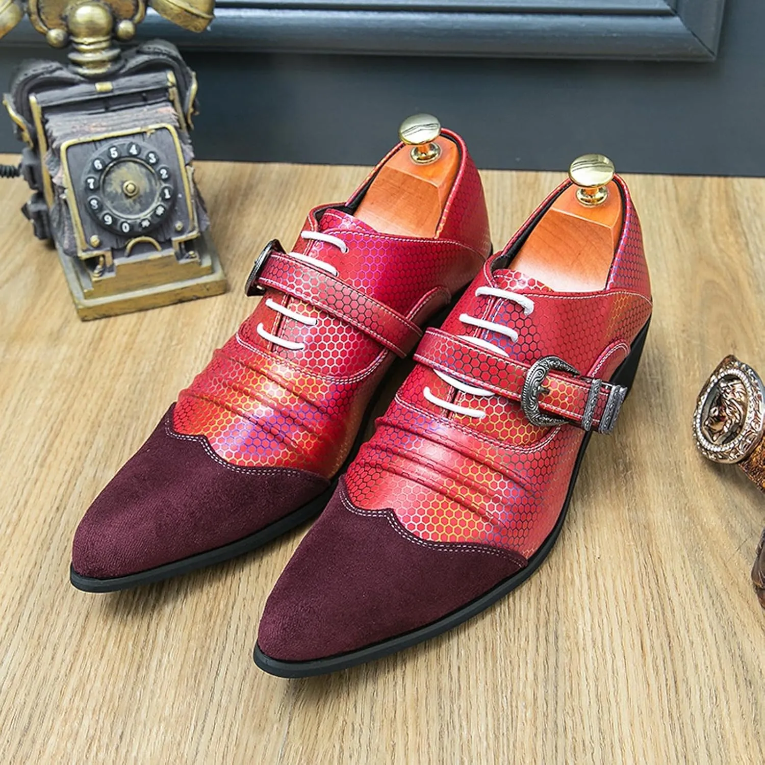 Mens Faux Leather Shoes Breathable Smoking Slippers Slip On Daily Casual Loafers Dress Loafers Comfy Penny Loafers for Men