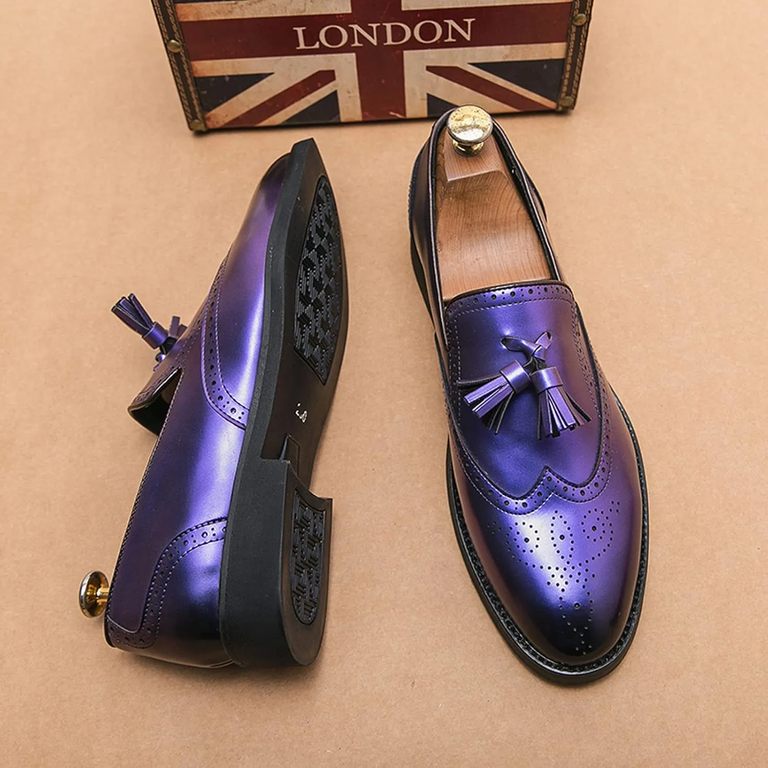 Mens Faux Leather Shoes Breathable Smoking Slippers Slip On Daily Casual Loafers Dress Loafers Comfy Penny Loafers for Men