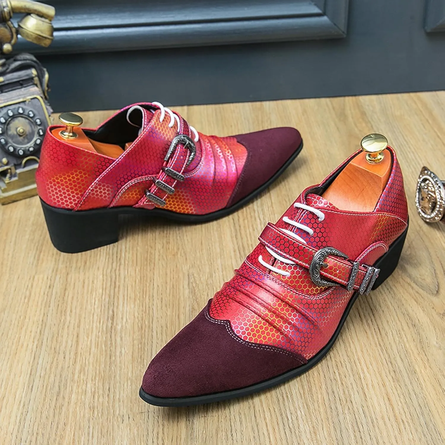 Mens Faux Leather Shoes Breathable Smoking Slippers Slip On Daily Casual Loafers Dress Loafers Comfy Penny Loafers for Men