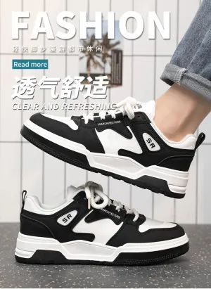 Men's Grey & White Chunky Sole Sneakers Lace-Up Shoes for Casual & Light Sport