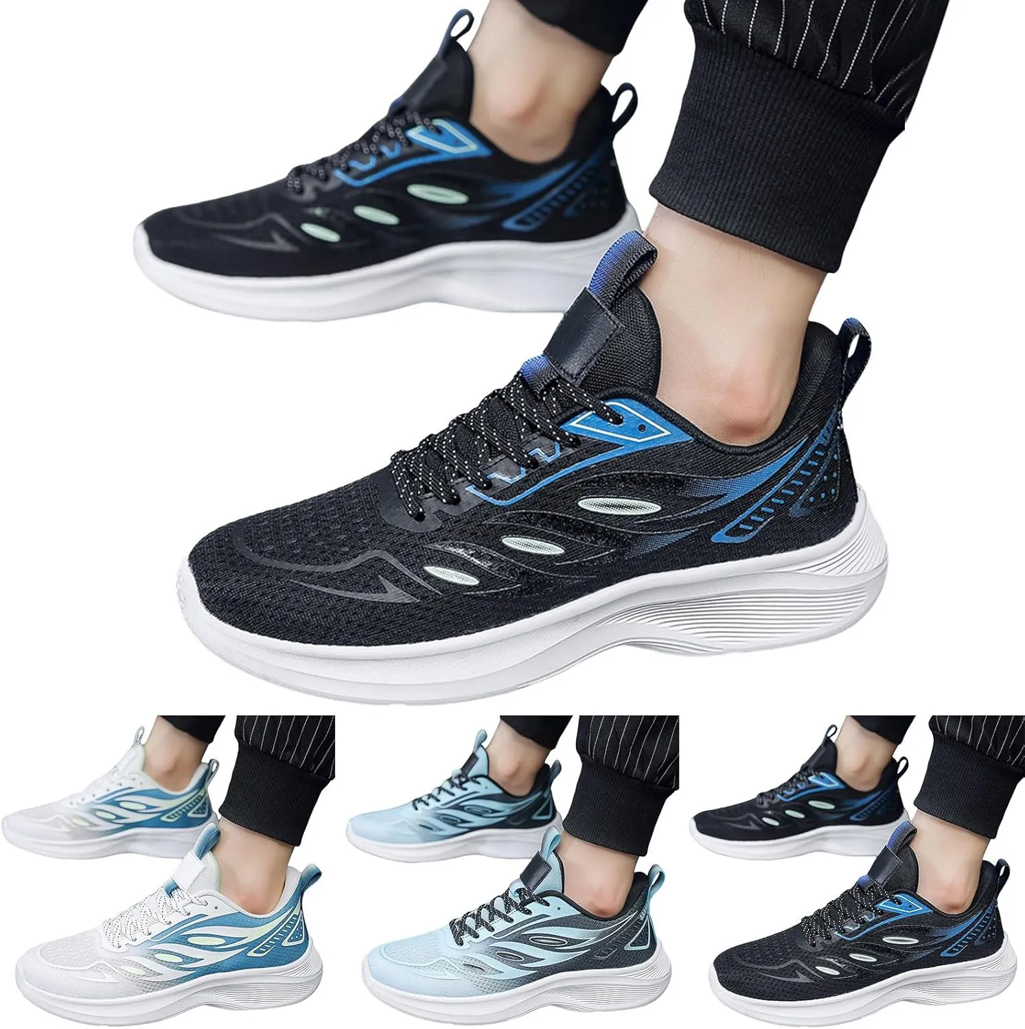 Men's Lightweight Cushion Sneakers Casual Sneaker Mesh Breathable Walking Shoe Men's Comfortable Diabetic Shoes
