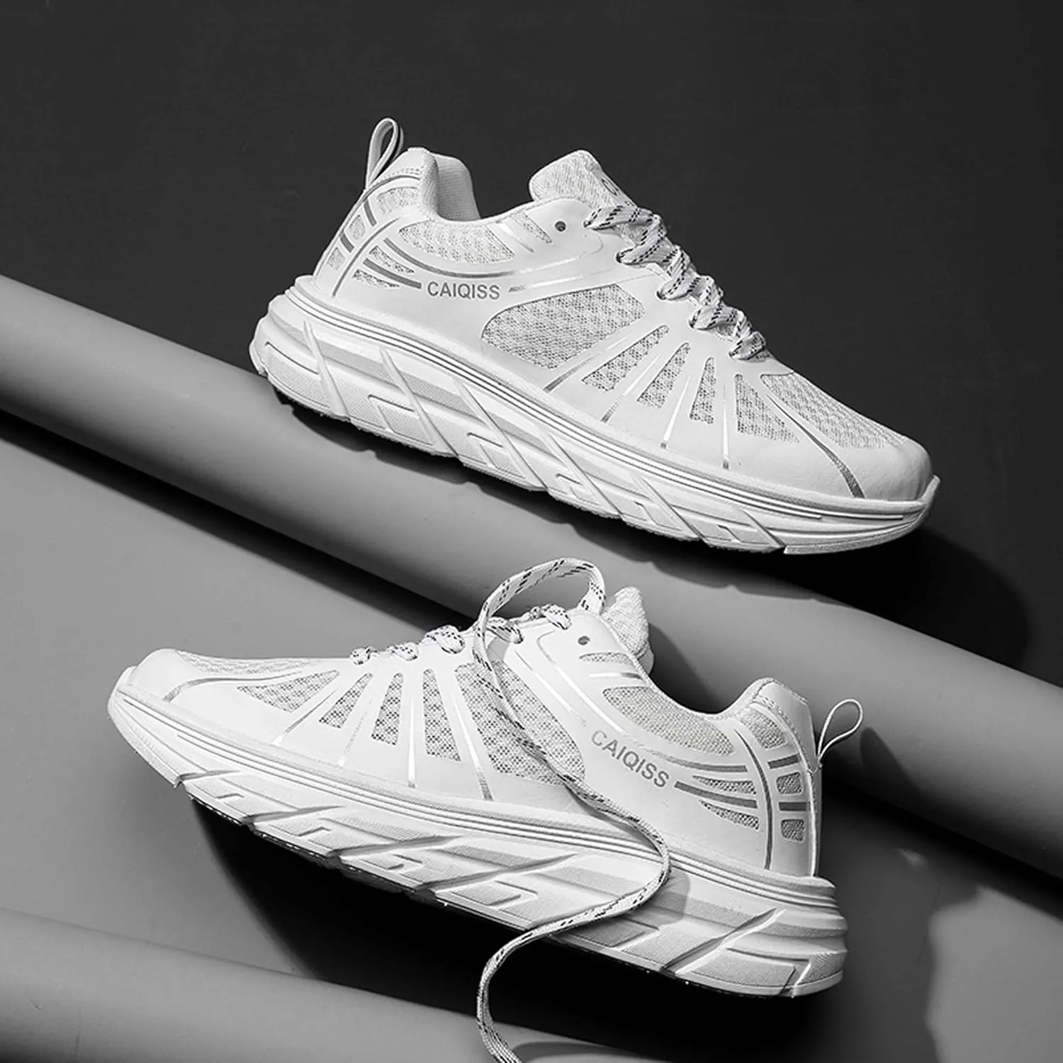 Mens Low Top Lace Up Classic Casual Walking Shoes Rubber Sole Anti Slip Running Shoes High Elasticity Basketball Sneakers Comfortable and Breathable Training Shoes Lightweight Badminton Sneakers