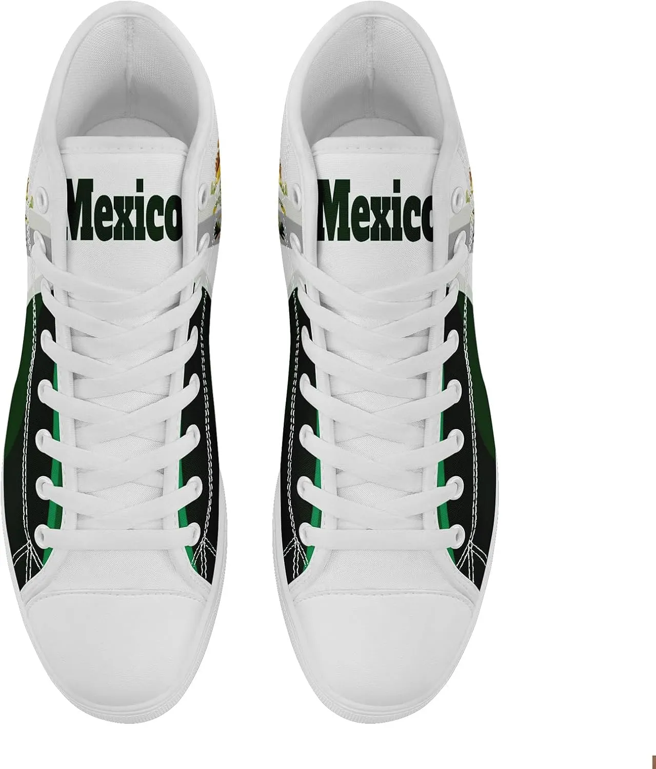 Men's Mexican Flag High-Top Canvas Sneakers Women's Mexico Lace-Up Shoes Gift Comfortable Stylish Streetwear Footwear