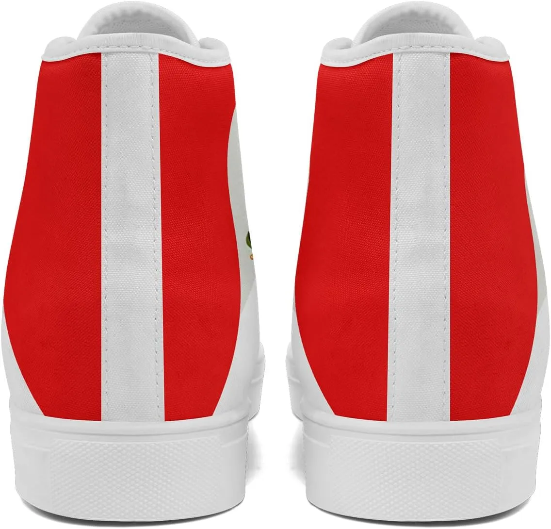 Men's Mexican Flag High-Top Canvas Sneakers Women's Mexico Lace-Up Shoes Gift Comfortable Stylish Streetwear Footwear