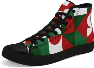 Men's Mexican Flag High-Top Canvas Sneakers Women's Mexico Lace-Up Shoes Gift Comfortable Stylish Streetwear Footwear