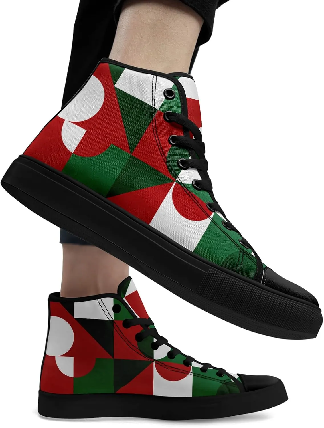 Men's Mexican Flag High-Top Canvas Sneakers Women's Mexico Lace-Up Shoes Gift Comfortable Stylish Streetwear Footwear