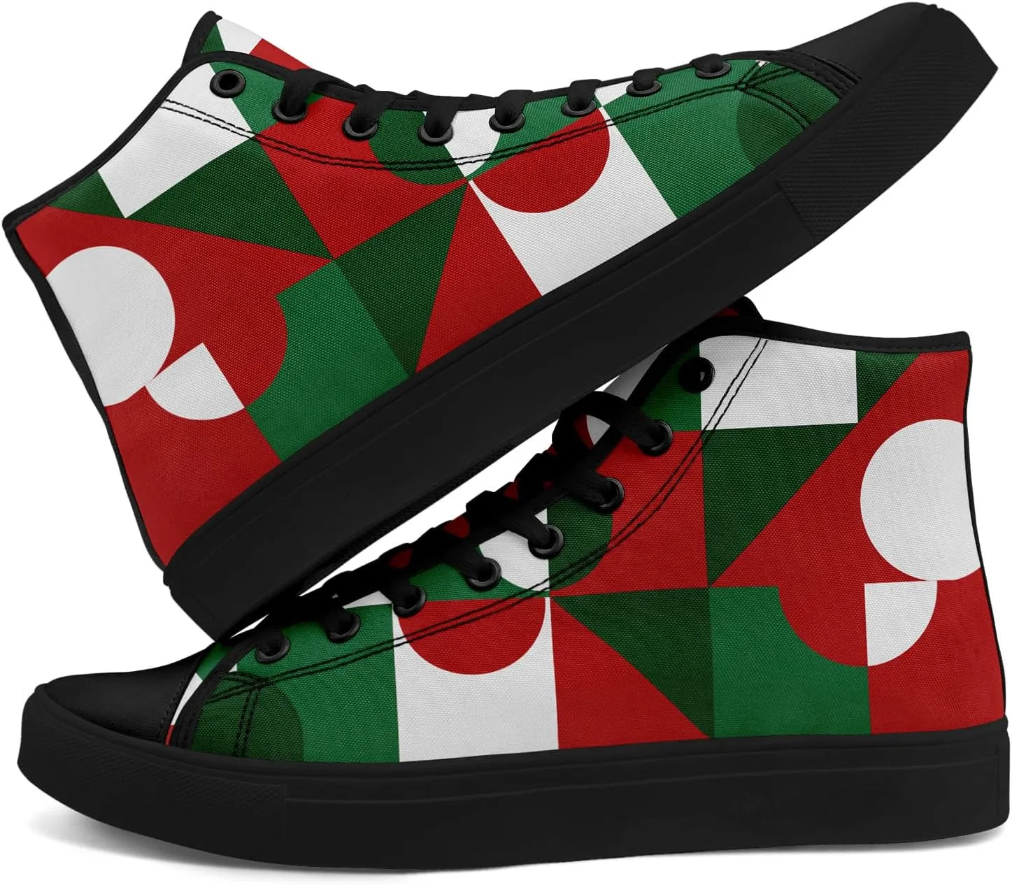 Men's Mexican Flag High-Top Canvas Sneakers Women's Mexico Lace-Up Shoes Gift Comfortable Stylish Streetwear Footwear