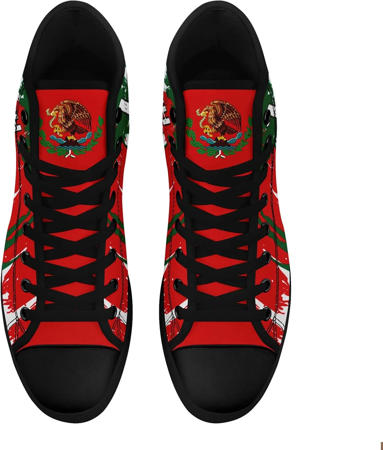 Men's Mexican Flag High-Top Canvas Sneakers Women's Mexico Lace-Up Shoes Gift Comfortable Stylish Streetwear Footwear