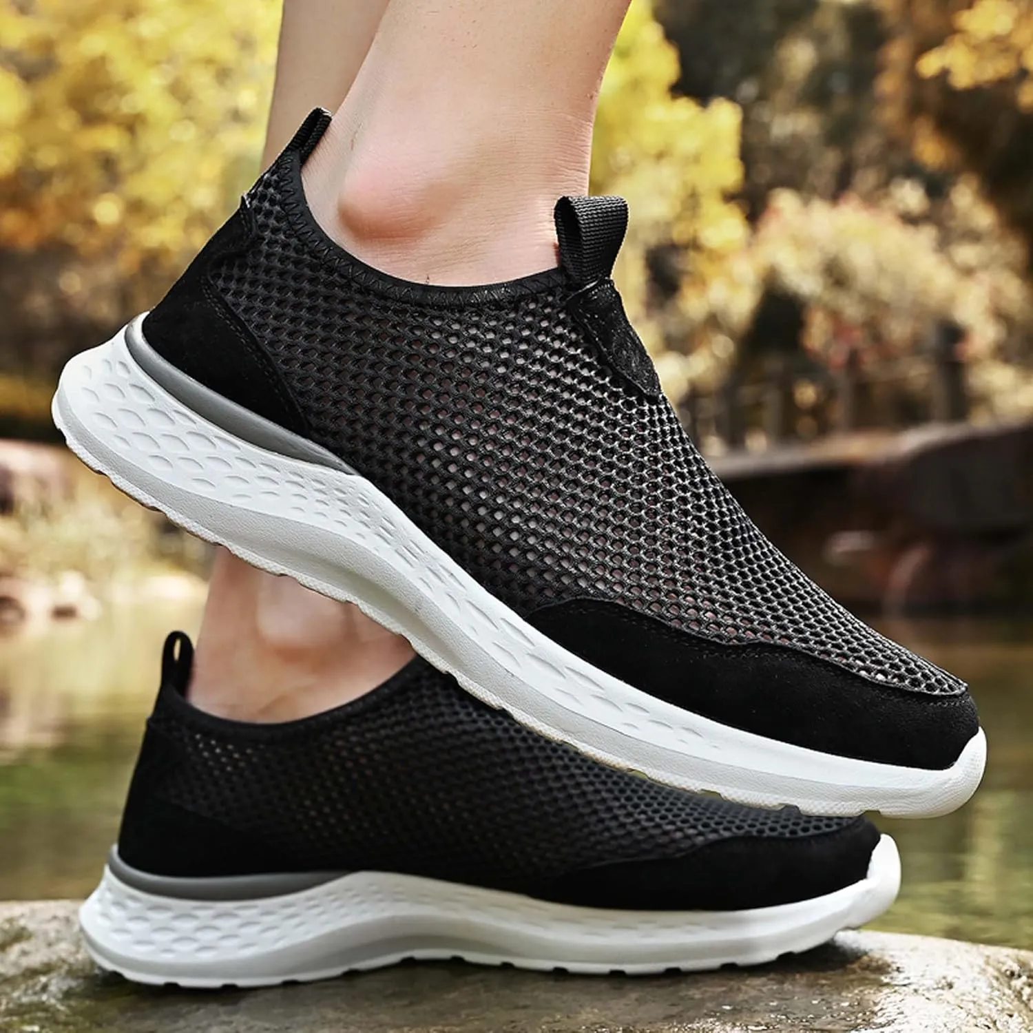 Men's Running Shoes Breathable Mesh Casual Walking Shoes Fashion Sneakers Non-slip Soft Sole Tennis Fitness Trainers Outdoor Hiking Climbing Shoes