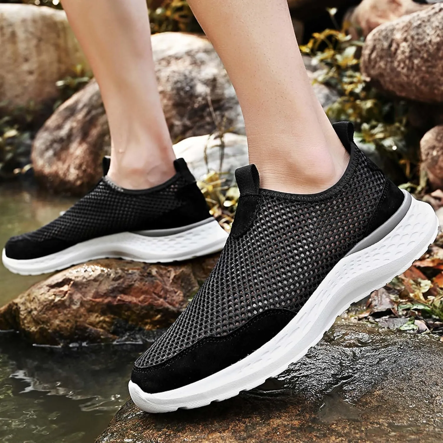 Men's Running Shoes Breathable Mesh Casual Walking Shoes Fashion Sneakers Non-slip Soft Sole Tennis Fitness Trainers Outdoor Hiking Climbing Shoes