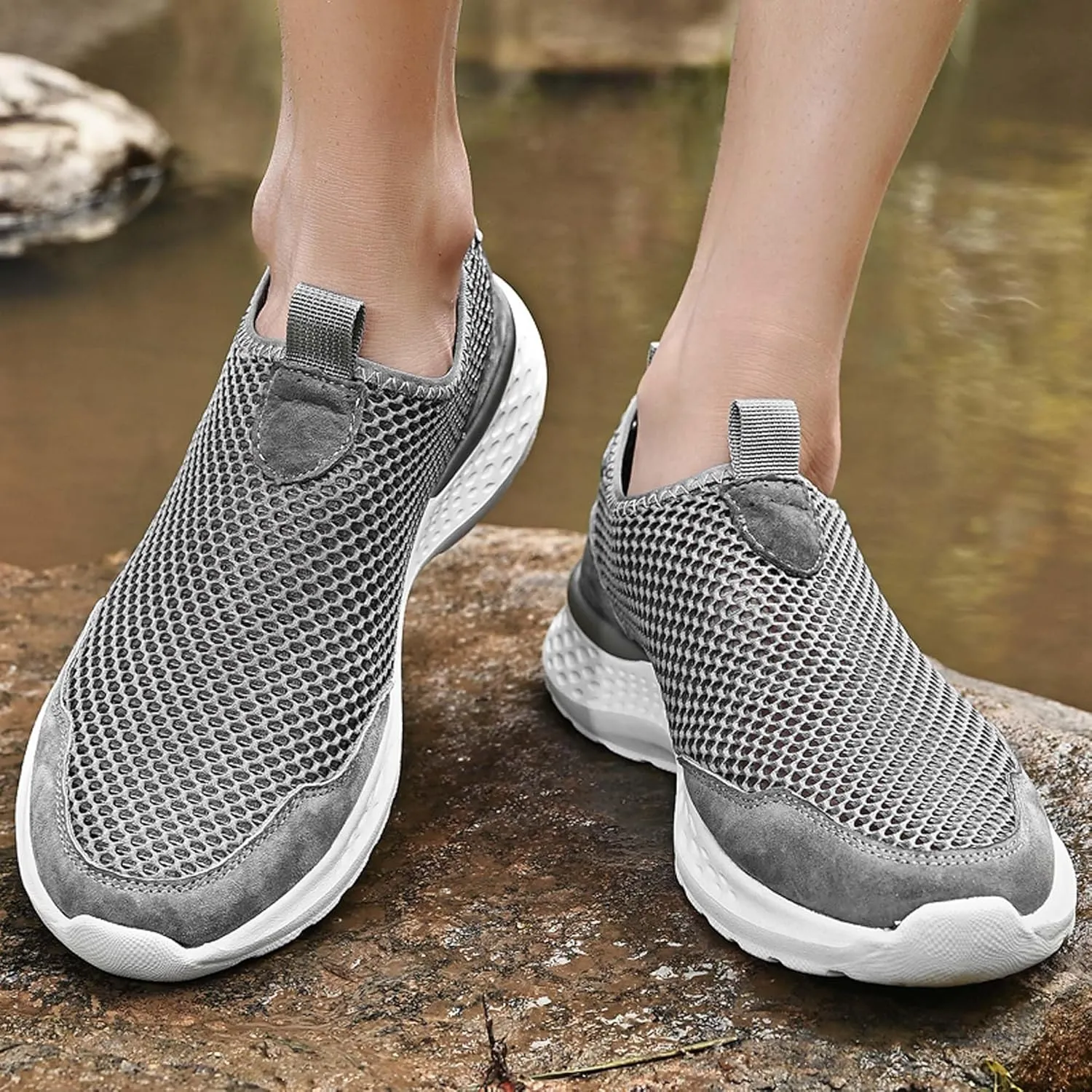 Men's Running Shoes Breathable Mesh Casual Walking Shoes Fashion Sneakers Non-slip Soft Sole Tennis Fitness Trainers Outdoor Hiking Climbing Shoes