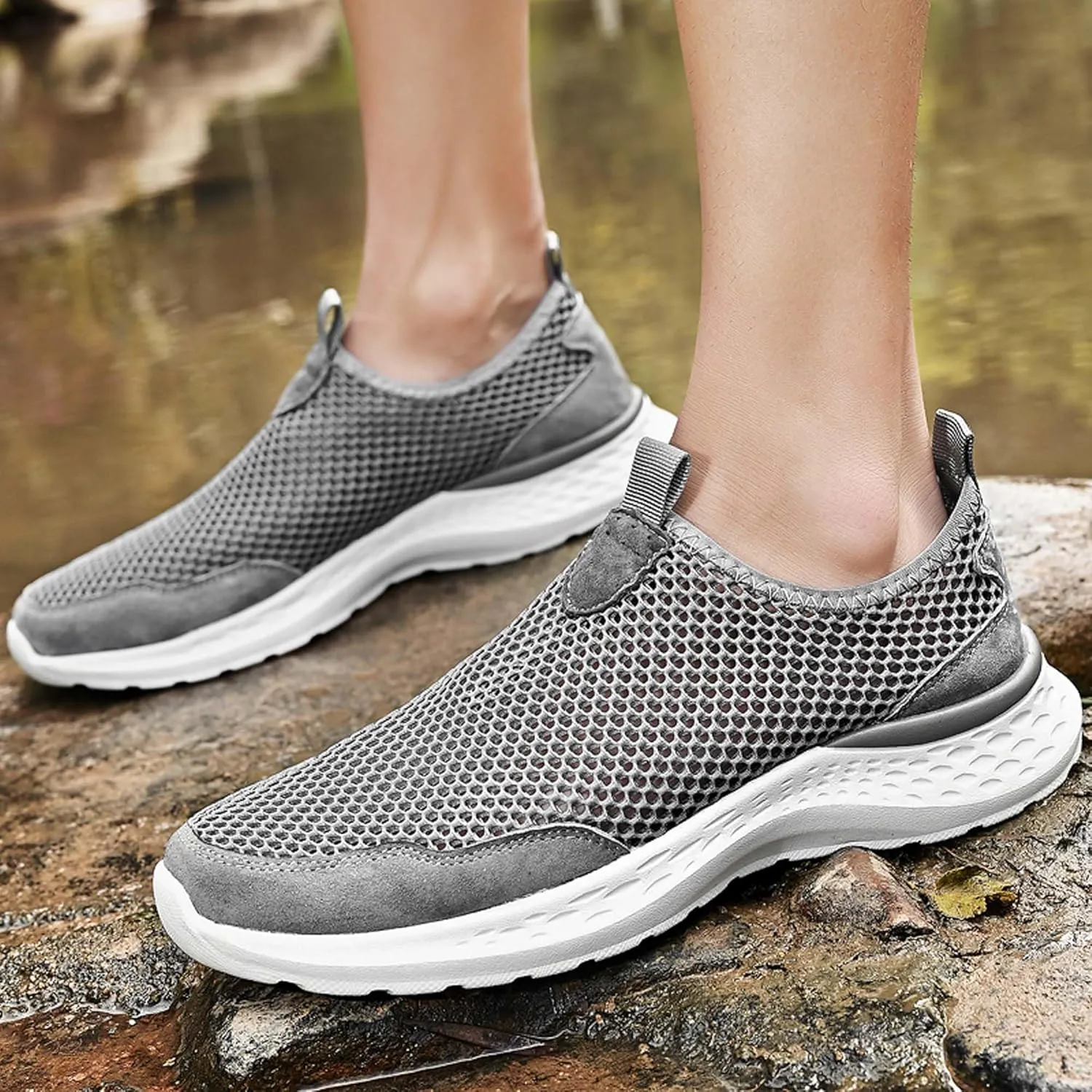 Men's Running Shoes Breathable Mesh Casual Walking Shoes Fashion Sneakers Non-slip Soft Sole Tennis Fitness Trainers Outdoor Hiking Climbing Shoes