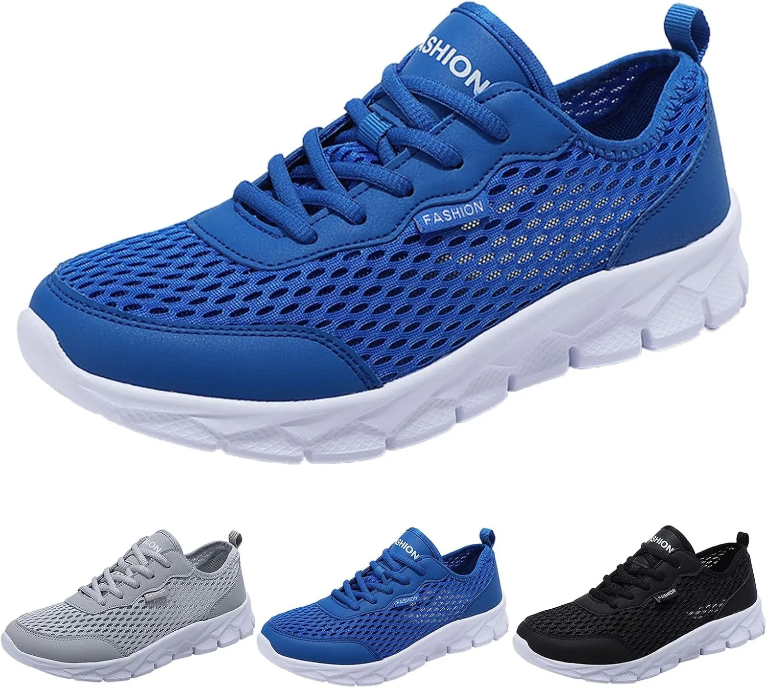 Men's Sneakers Fashion All Seasons Men Mesh Breathable Comfortable Lightweight Flat Soft Lace Up Casual