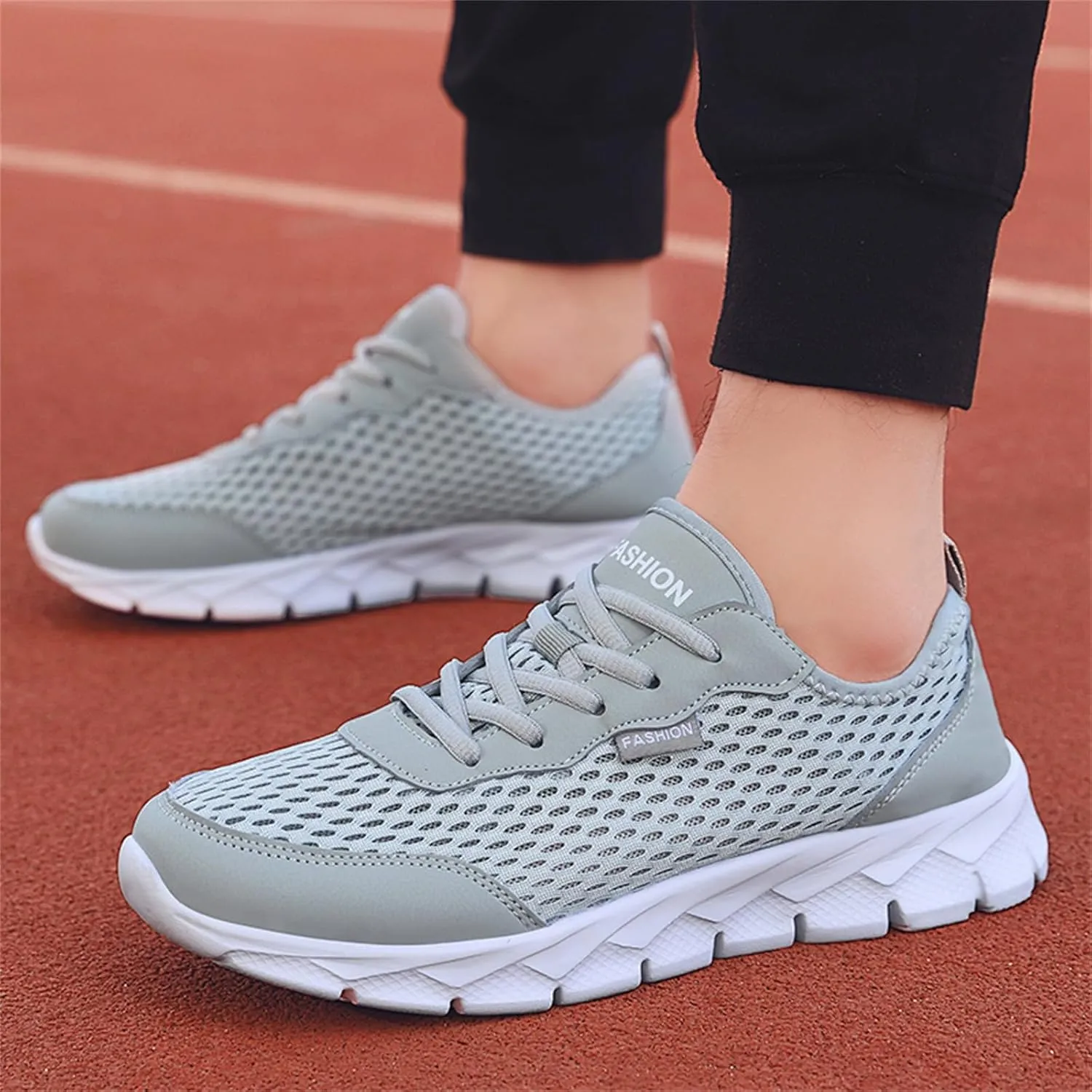 Men's Sneakers Fashion All Seasons Men Mesh Breathable Comfortable Lightweight Flat Soft Lace Up Casual