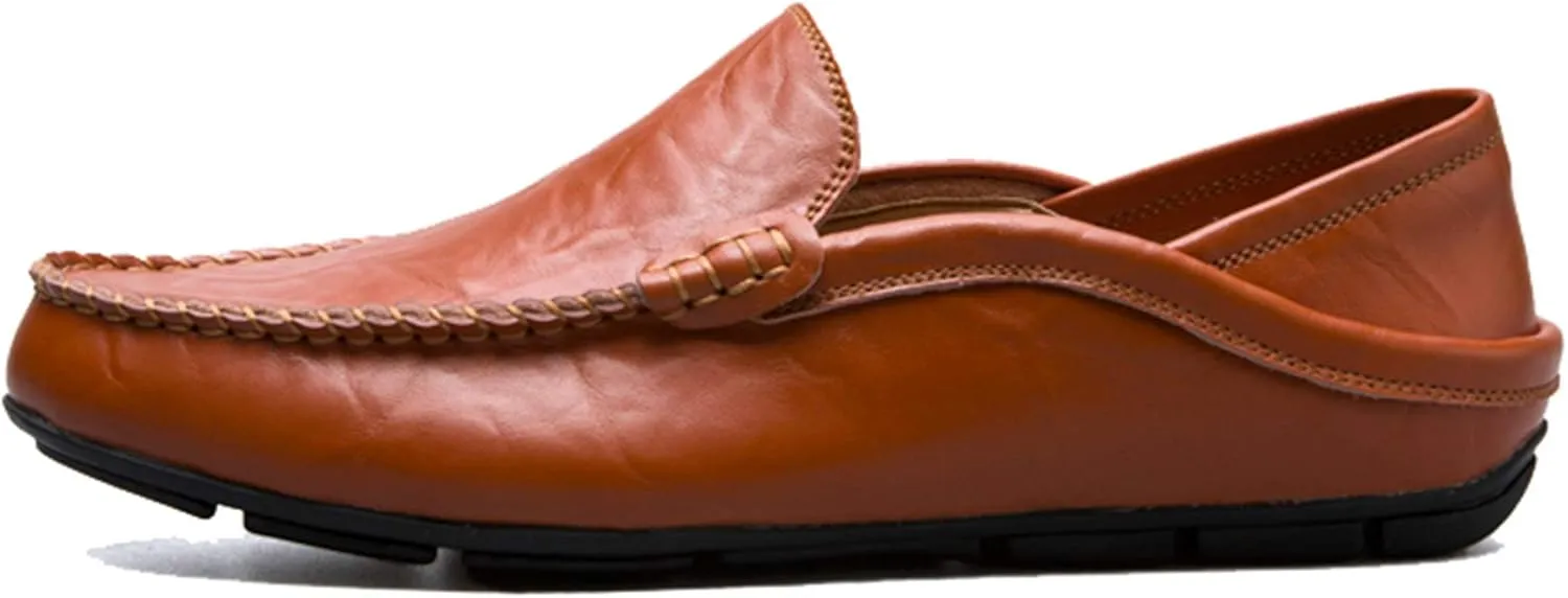 Men’s Soft Leather Slip On Loafers Flats Moccasins Oxfords Shoes Casual Driving Shoes Slippers