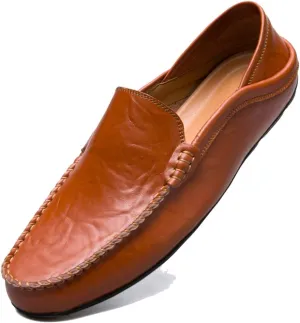 Men’s Soft Leather Slip On Loafers Flats Moccasins Oxfords Shoes Casual Driving Shoes Slippers