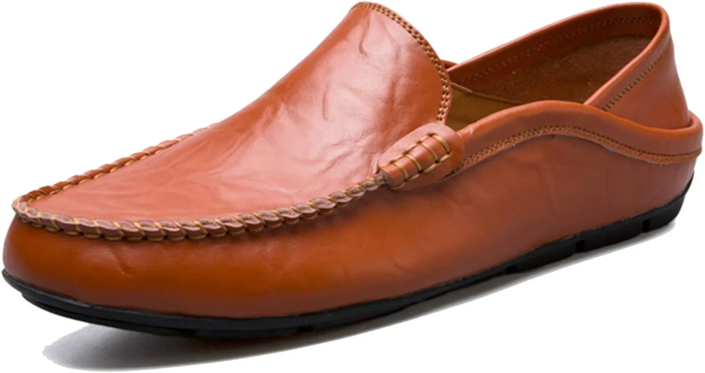 Men’s Soft Leather Slip On Loafers Flats Moccasins Oxfords Shoes Casual Driving Shoes Slippers