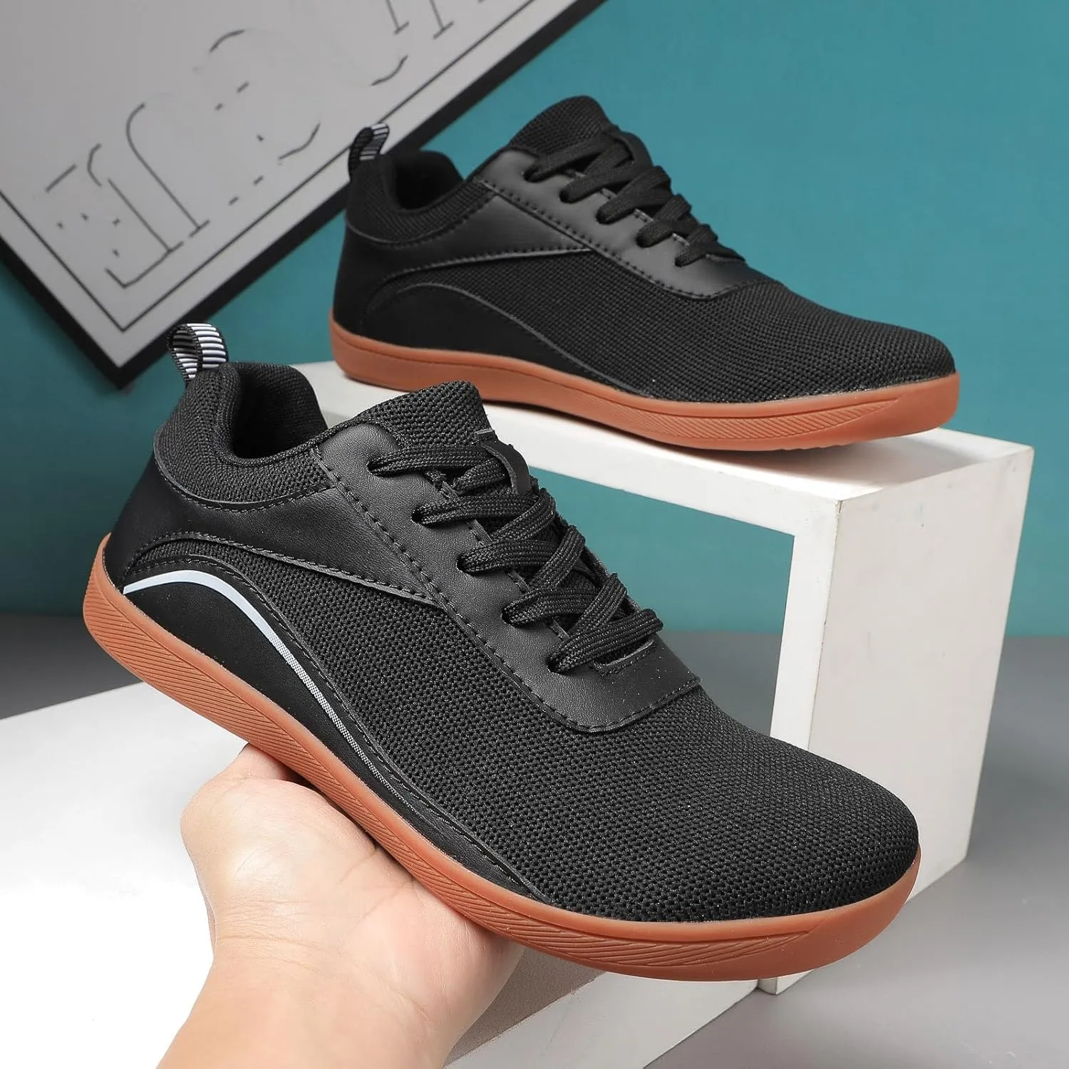 Mens Walking Shoes Wide Toe Workout Shoes Breathable Running Sneakers Lightweight Anti-Slip Training Shoes