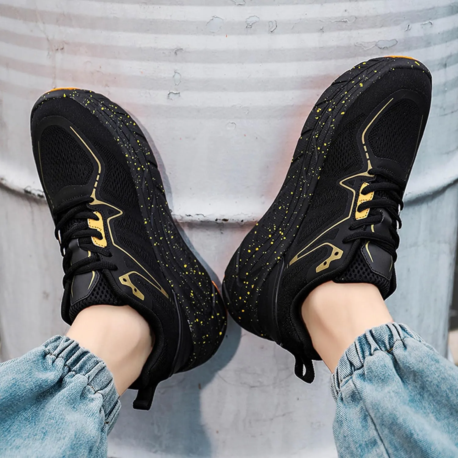 Men's Women's High Top Graffiti Anti Slip Arch Support Casual Sports Basketball Shoes, Men's Breathable Fitness Cushioning Training Running Shoes