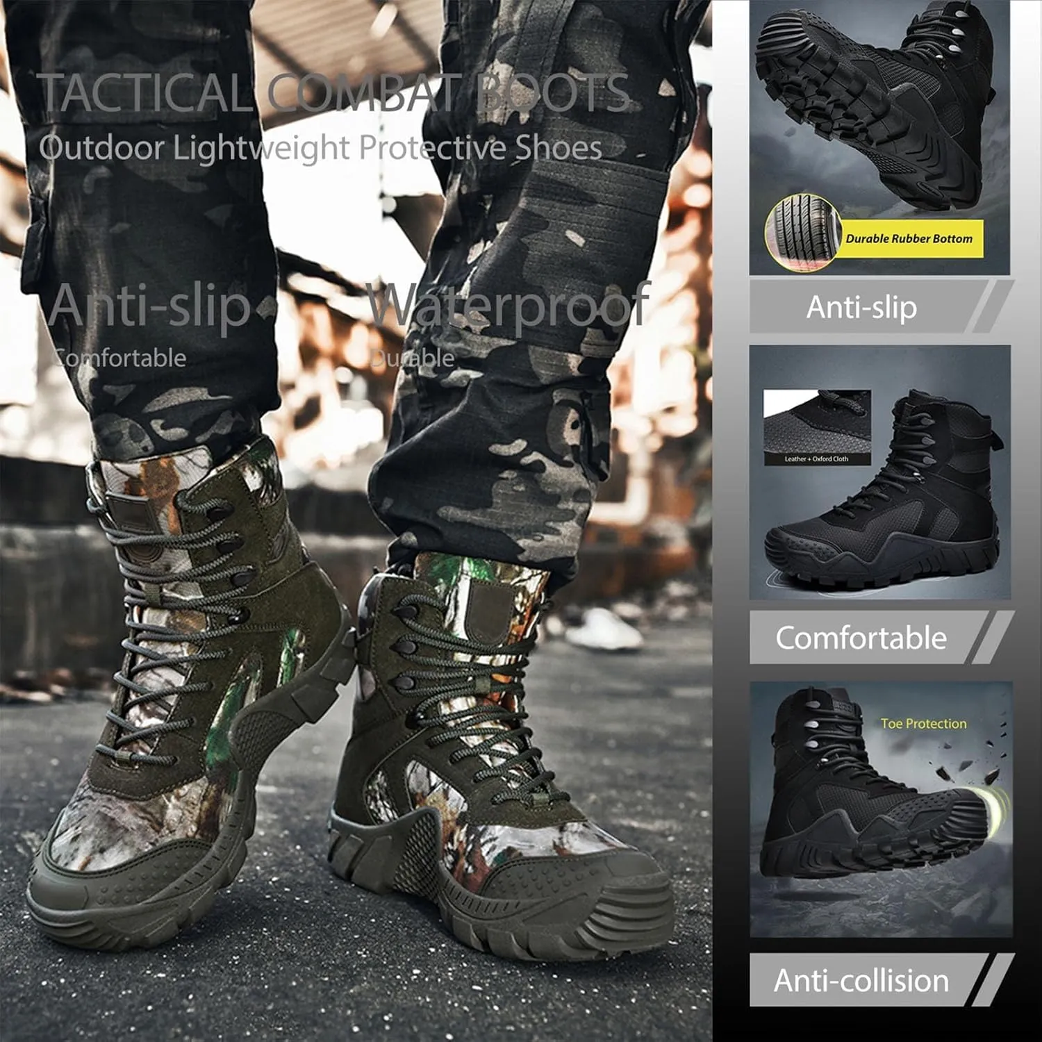 Military Tactical Boots for Men | Waterproof, Slip-Resistant, Breathable Combat Boots for Hiking, Trekking, & Work
