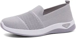 Mmoneyake Women's Woven Orthopedic Breathable Soft Shoes Diabetic Foam Walking Shoes Mesh Knitted Woven Low Top Walking Shoe Slip-On Indoor Outdoor Casual Sneakers