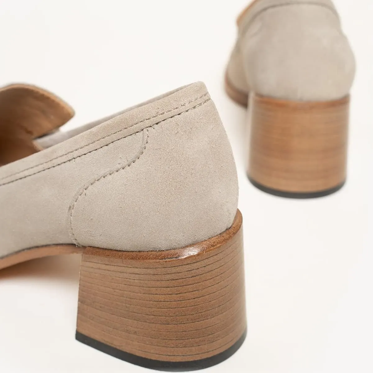 MOOMMO Women Classic Chunky Block High Heel Loafers Pumps Round Closed Toe Slip On Oxford Shoes Suede Square Toe Penny Loafer 2" Stacked Heels Dress Loafers Office Ladies Business Elegant 4-11 M US
