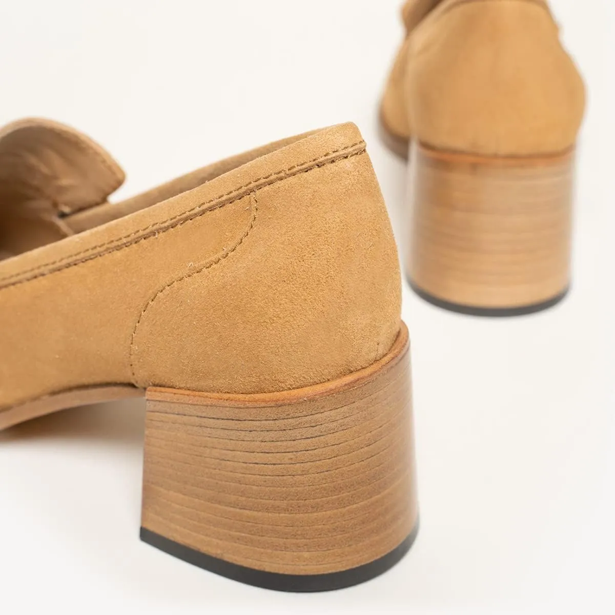 MOOMMO Women Classic Chunky Block High Heel Loafers Pumps Round Closed Toe Slip On Oxford Shoes Suede Square Toe Penny Loafer 2" Stacked Heels Dress Loafers Office Ladies Business Elegant 4-11 M US