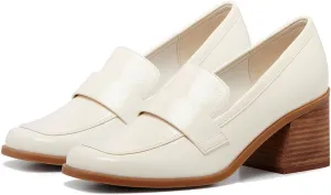 MOOMMO Women Classic Chunky Block High Heel Loafers Pumps Round Closed Toe Slip On Oxford Shoes Suede Square Toe Penny Loafer 2" Stacked Heels Dress Loafers Office Ladies Business Elegant 4-11 M US