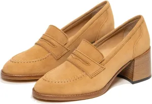 MOOMMO Women Classic Chunky Block High Heel Loafers Pumps Round Closed Toe Slip On Oxford Shoes Suede Square Toe Penny Loafer 2" Stacked Heels Dress Loafers Office Ladies Business Elegant 4-11 M US