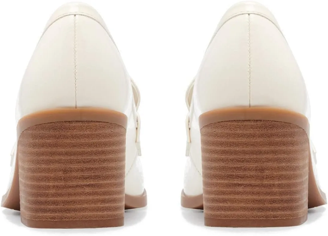 MOOMMO Women Classic Chunky Block High Heel Loafers Pumps Round Closed Toe Slip On Oxford Shoes Suede Square Toe Penny Loafer 2" Stacked Heels Dress Loafers Office Ladies Business Elegant 4-11 M US