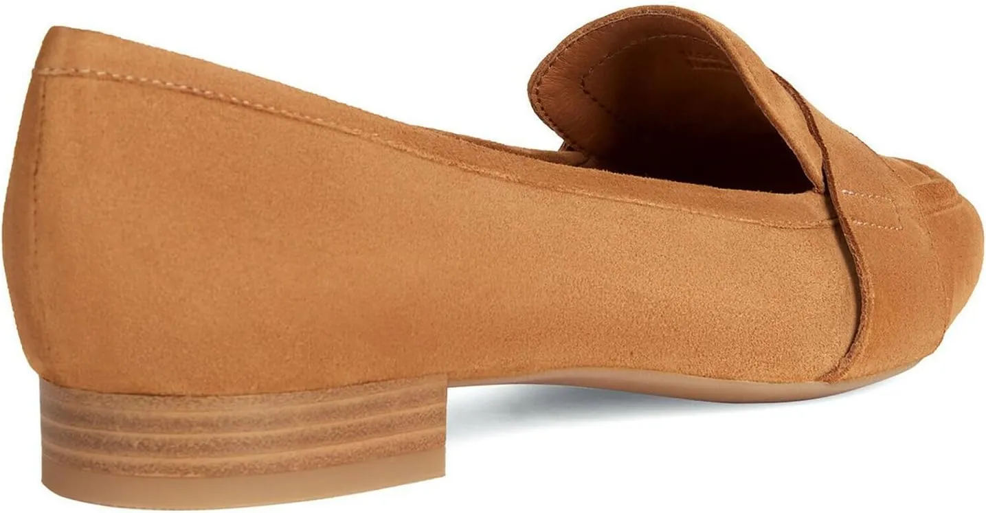 MOOMMO Women Flat Heel Pointed Toe Loafers Suede Slip on Loafer Flats Comfortable 1 Inch Low Chunky Heel Dress Shoes Office Ladies Work Drive Casual Penny Loafers Classic Vintage 4-11 M US